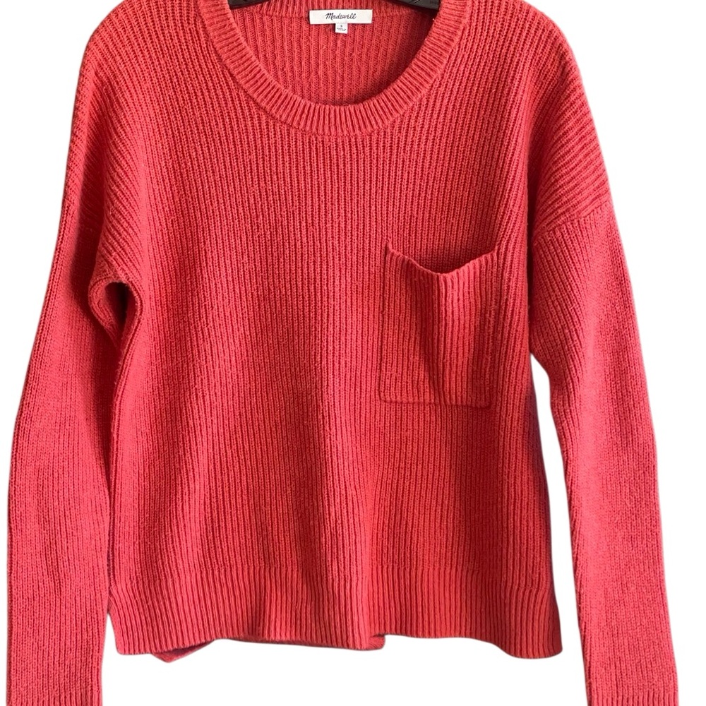 Madewell Thompson Pocketed Pullover Red Sweater. Size Small - Picture 3 of 10